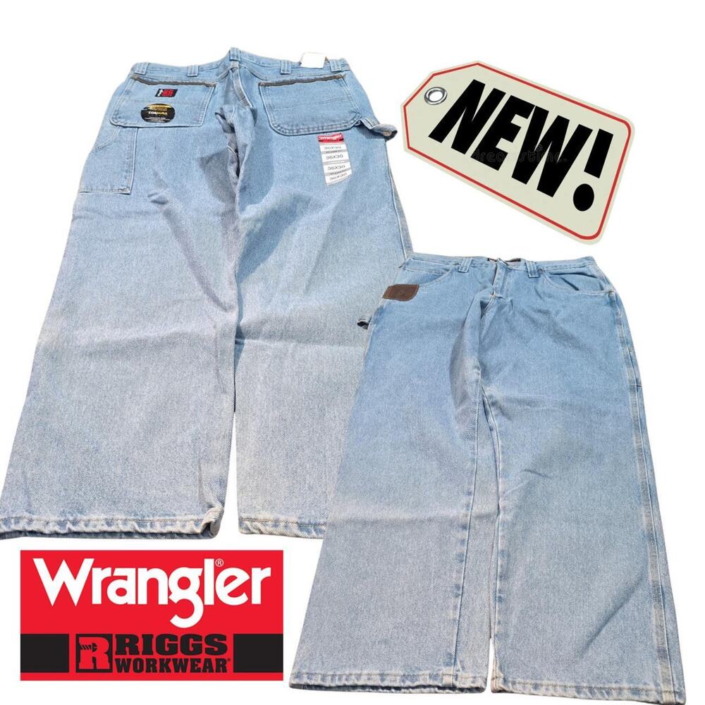 NWT Wrangler Riggs Light Wash Denim Jeans (36x30)